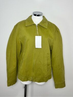 ZARA Men’s Chartreuse Green Washed Cotton Jacket Zip Workwear NWT M